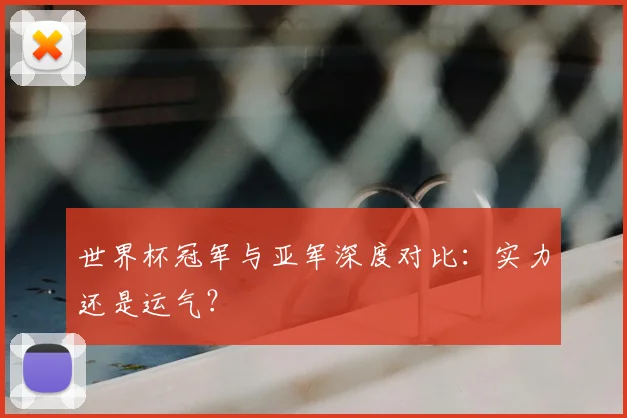 世界杯冠军与亚军深度对比：实力还是运气？